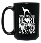 Italian Greyhound Stole Heart Bed  Black Coffee Mug