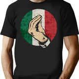 Italian Hand Gesture Sing Language Funny Italy Flag Vintage T-Shirt for Men & Women, T-Shirts Graphic Tee - Black