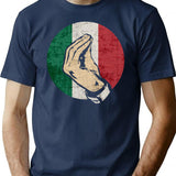 Italian Hand Gesture Sing Language Funny Italy Flag Vintage T-Shirt for Men & Women, T-Shirts Graphic Tee - Navy