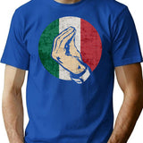 Italian Hand Gesture Sing Language Funny Italy Flag Vintage T-Shirt for Men & Women, T-Shirts Graphic Tee - Blue
