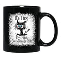 It's Fine I'm Fine Everything is Fine Leopard Fade Print Bella Mom - Camiseta para mujer Black Coffee Mug, Gift Coffee Mug - Black