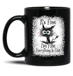 It's Fine I'm Fine Everything is Fine Leopard Fade Print Bella Mom - Camiseta para mujer Black Coffee Mug, Gift Coffee Mug