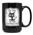 It's Fine I'm Fine Everything is Fine Leopard Fade Print Bella Mom - Camiseta para mujer Black Coffee Mug, Gift Coffee Mug