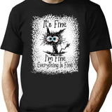 It's Fine I'm Fine Everything is Fine Leopard Fade Print Bella Mom - Camiseta para mujer Premium Heavyweight Cotton T-Shirt - Black