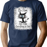It's Fine I'm Fine Everything is Fine Leopard Fade Print Bella Mom - Camiseta para mujer Premium Heavyweight Cotton T-Shirt - Navy