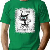 It's Fine I'm Fine Everything is Fine Leopard Fade Print Bella Mom - Camiseta para mujer Premium Heavyweight Cotton T-Shirt - Green