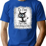 It's Fine I'm Fine Everything is Fine Leopard Fade Print Bella Mom - Camiseta para mujer Premium Heavyweight Cotton T-Shirt - Blue