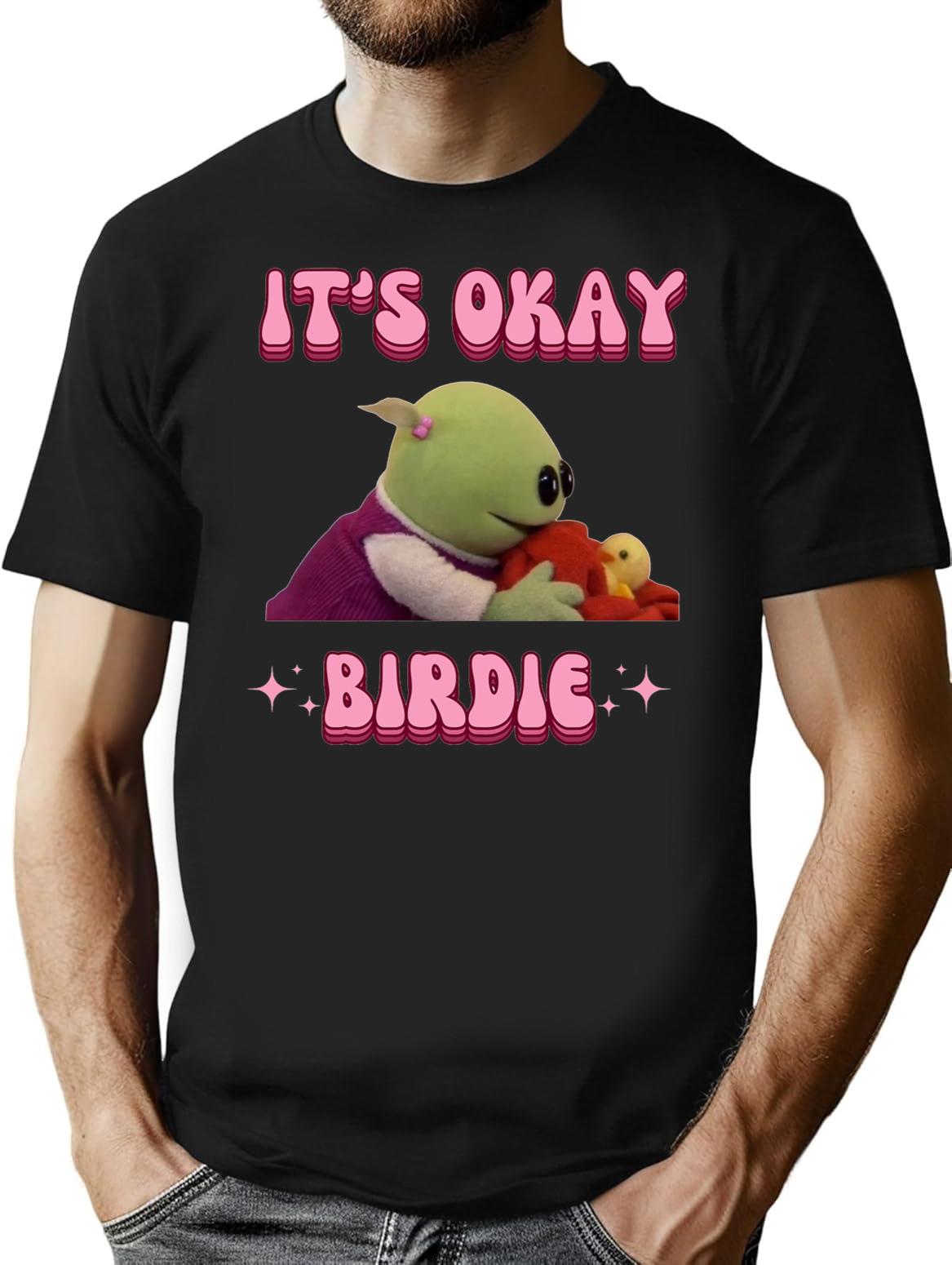It's Okay Birdie Nanalan Wonderful Girl Premium Heavyweight Cotton T-Shirt - Black