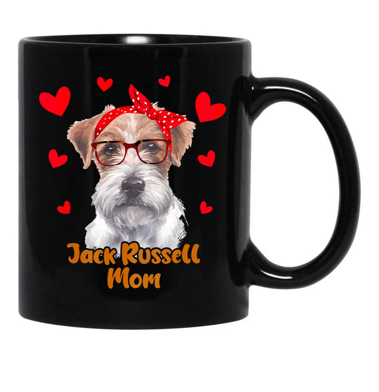 Jack Rusell Mom Valentines Day Dog Mom Mother Day Black Coffee Mug - Black