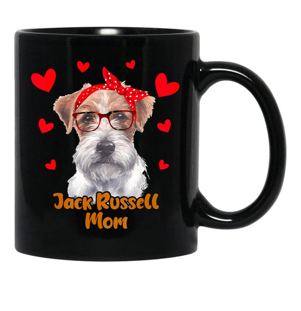 Jack Rusell Mom Valentines Day Dog Mom Mother Day Black Coffee Mug - Black