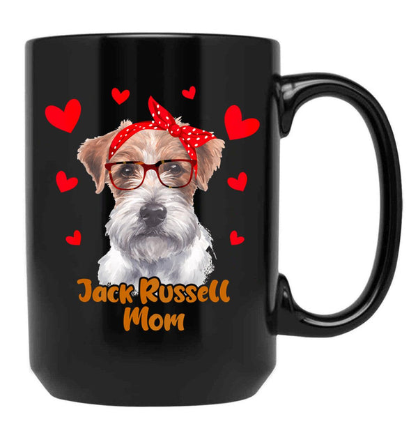 Jack Rusell Mom Valentines Day Dog Mom Mother Day Black Coffee Mug - Black