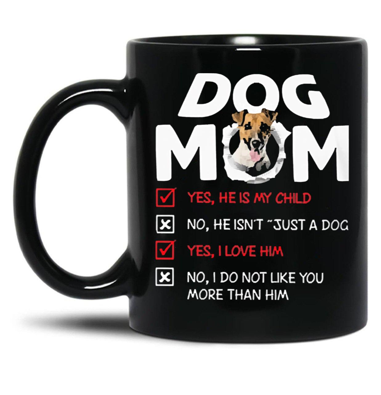 Jack Russell Terrier Dog Mom Black Coffee Mug