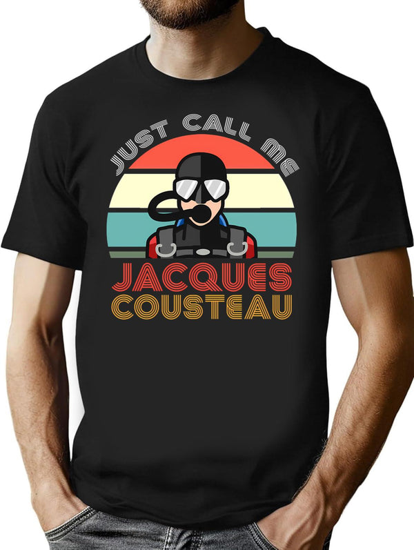 Jacques Cousteau Scuba Diving Legend Funny Quotes Classic 2 T-Shirt for Men & Women, T-Shirts Graphic Tee - Black