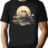 Japanese Frog Vintage T-Shirt for Men & Women, T-Shirts Graphic Tee - Black