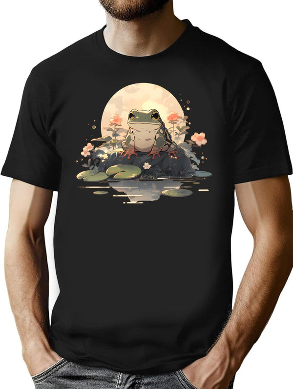 Japanese Frog Vintage T-Shirt for Men & Women, T-Shirts Graphic Tee - Black