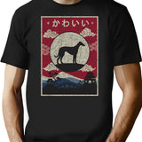 Japanese Whippet Kawaii T-Shirt for Men & Women, T-Shirts Graphic Tee - Black