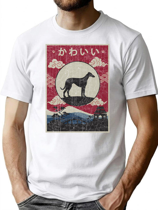 Japanese Whippet Kawaii T-Shirt for Men & Women, T-Shirts Graphic Tee - White