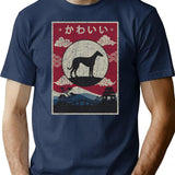 Japanese Whippet Kawaii T-Shirt for Men & Women, T-Shirts Graphic Tee - Navy
