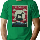 Japanese Whippet Kawaii T-Shirt for Men & Women, T-Shirts Graphic Tee - Green
