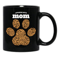 Japenese Spitz Mom Cute Leopard Print Dog Paw For Dog Moms Fur Mamas Petpuppy Lovers Black Coffee Mug - Black