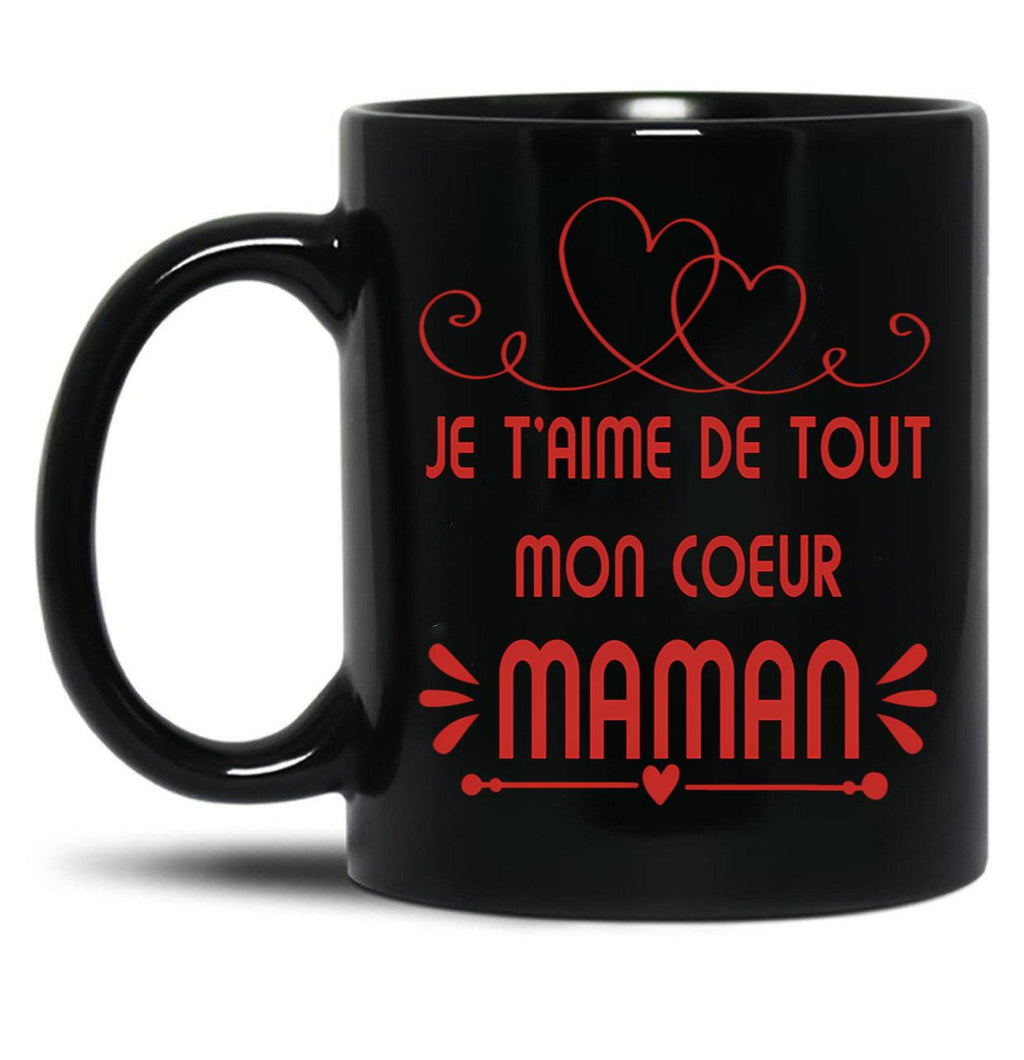 Je T'Aime Maman Joli Cadeau Fte Des Mres Pour Les Mamans Black Coffee Mug