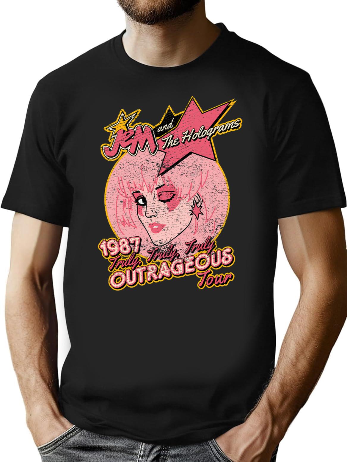Jem And The Holograms Tour- Distressed T-Shirt for Men & Women, T-Shirts Graphic Tee - Black