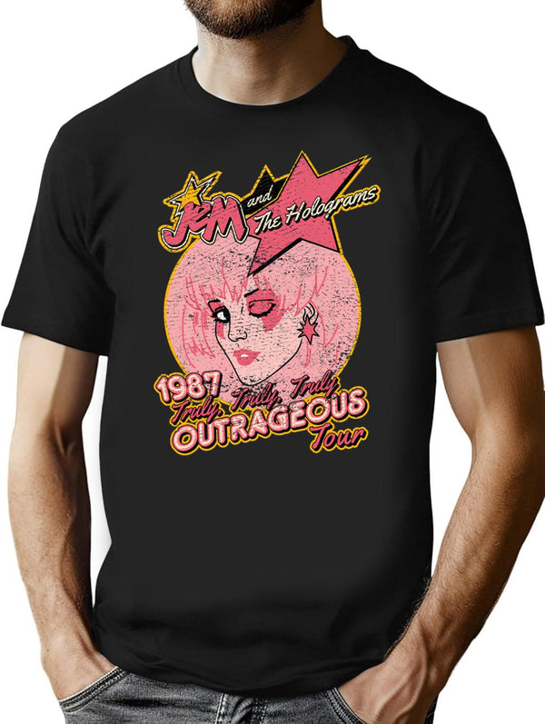 Jem And The Holograms Tour- Distressed T-Shirt for Men & Women, T-Shirts Graphic Tee - Black