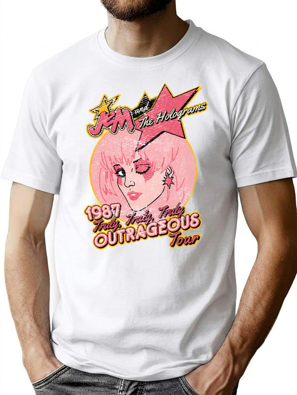 Jem And The Holograms Tour- Distressed T-Shirt for Men & Women, T-Shirts Graphic Tee - White