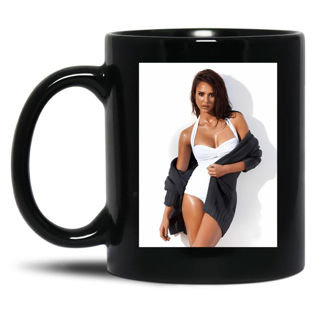 Jessica Alba Sexy Black Coffee Mug, Gift Coffee Mug