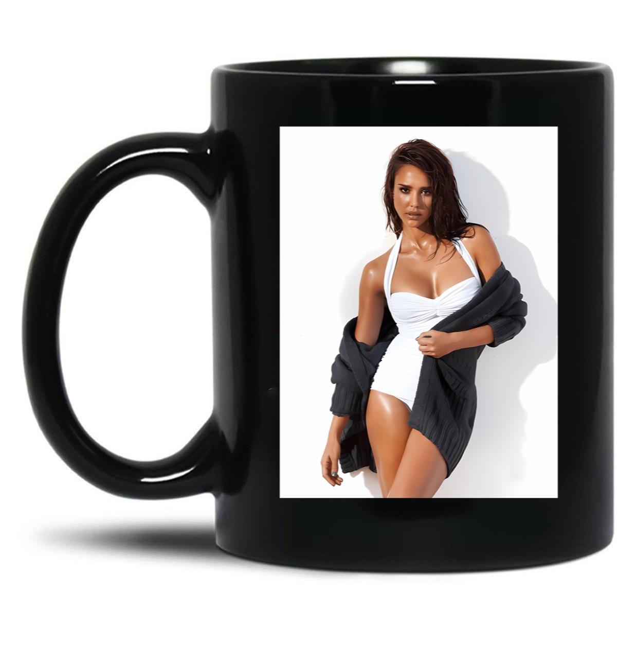 Jessica Alba Sexy Black Coffee Mug, Gift Coffee Mug