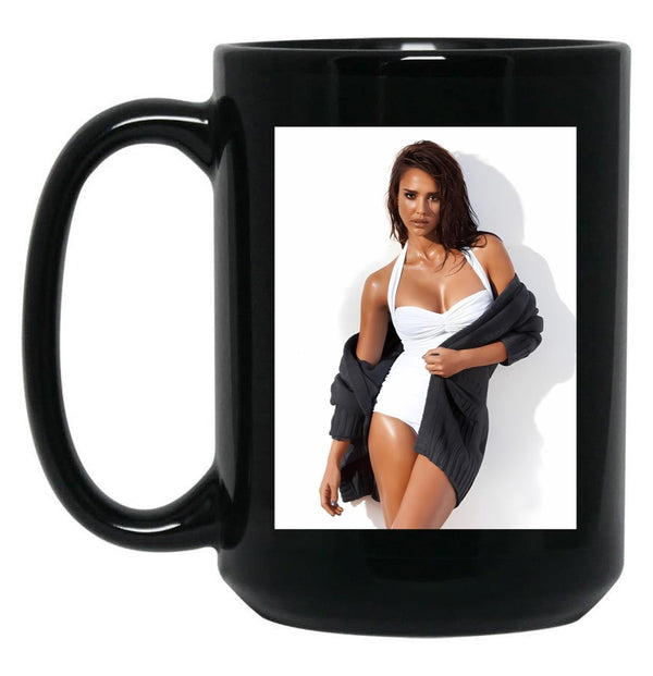 Jessica Alba Sexy Black Coffee Mug, Gift Coffee Mug - Black