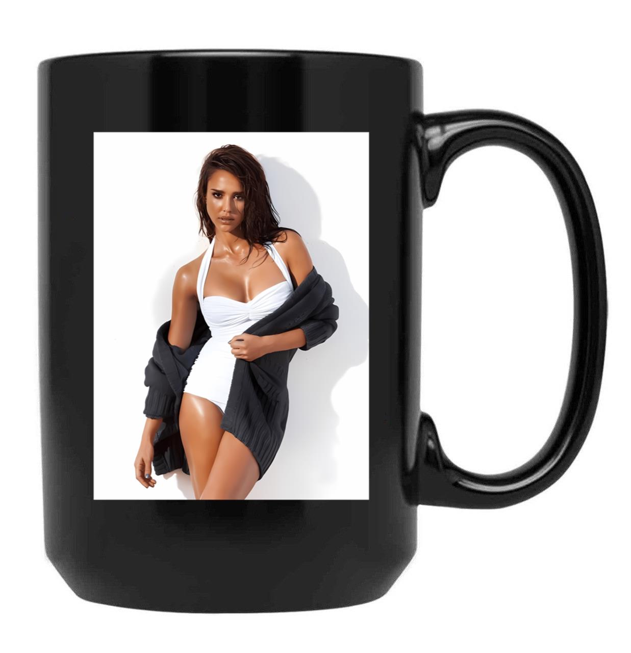 Jessica Alba Sexy Black Coffee Mug, Gift Coffee Mug