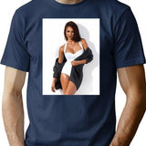 Jessica Alba Sexy Premium Heavyweight Cotton T-Shirt - Navy