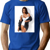 Jessica Alba Sexy Premium Heavyweight Cotton T-Shirt - Blue