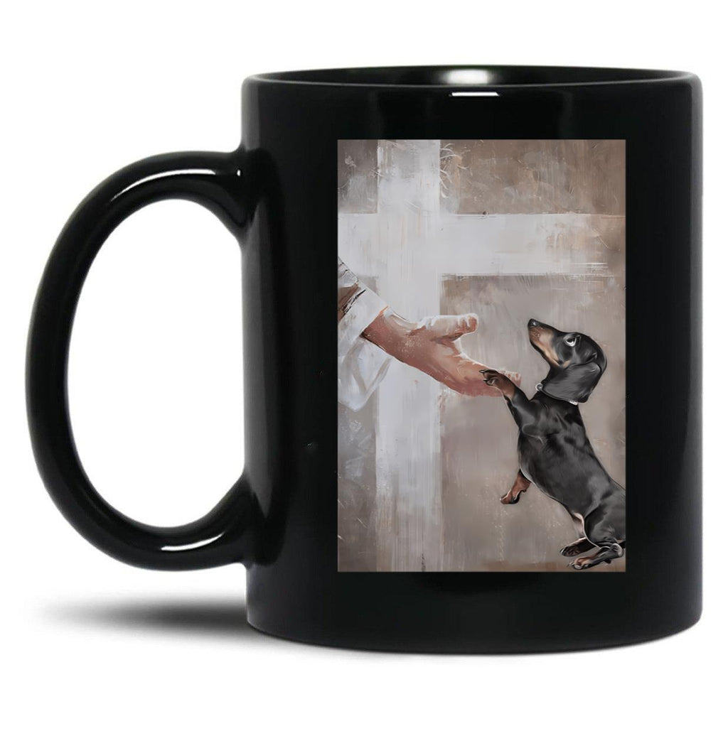 Jesus Dachshund Dog Poster Gift - God Dachshund Dog Poster Gift Black Coffee Mug