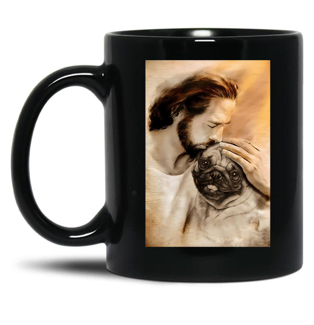 Jesus Wit Pug Dog - Pug Dog Lover Black Coffee Mug