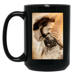 Jesus Wit Pug Dog - Pug Dog Lover Black Coffee Mug
