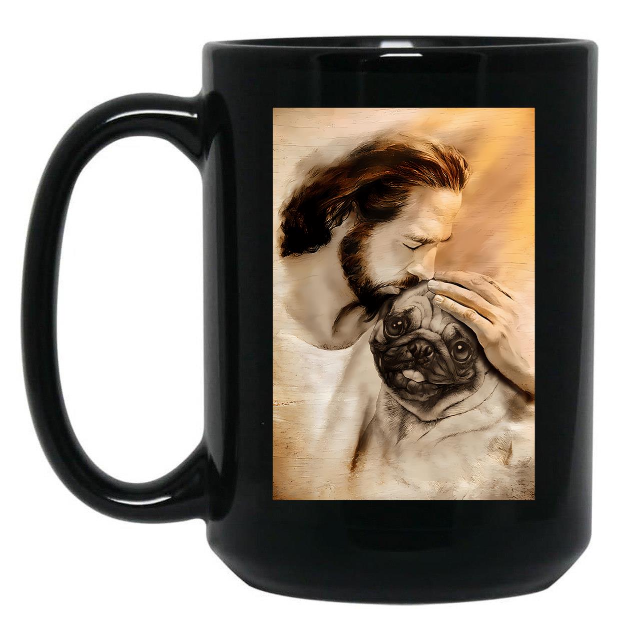 Jesus Wit Pug Dog - Pug Dog Lover Black Coffee Mug