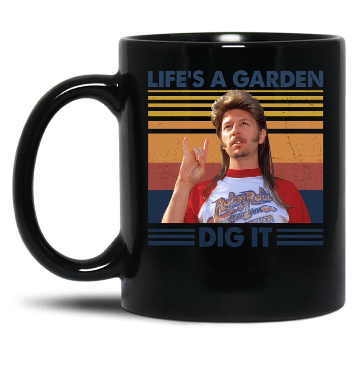 Joe Dirt Life'S A Garden Dig It Vintage Retro Gift Black Coffee Mug