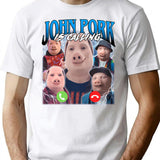 John Pork Vintage Retro Design (1) T-Shirt for Men & Women, T-Shirts Graphic Tee - White