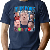 John Pork Vintage Retro Design (1) T-Shirt for Men & Women, T-Shirts Graphic Tee - Navy