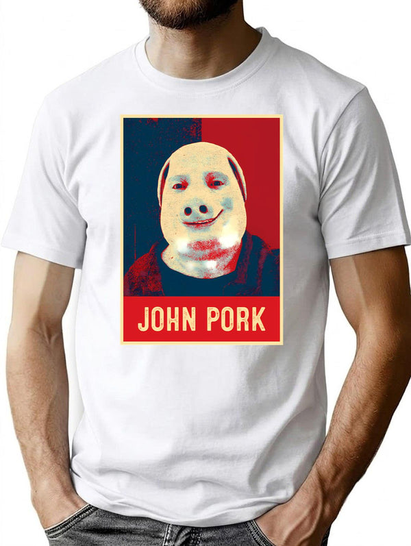 John Pork Vintage Retro T-Shirt for Men & Women, T-Shirts Graphic Tee - White