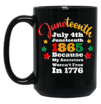 July 4Th Juneteenth 1865 Because My Ancestors Weren'T Free In 1776 Black Coffee Mug