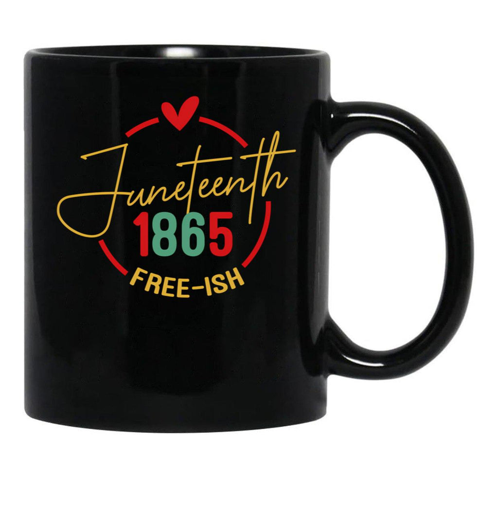Juneteenth 1865 Free-Ish Celebration Black Coffee Mug - Black