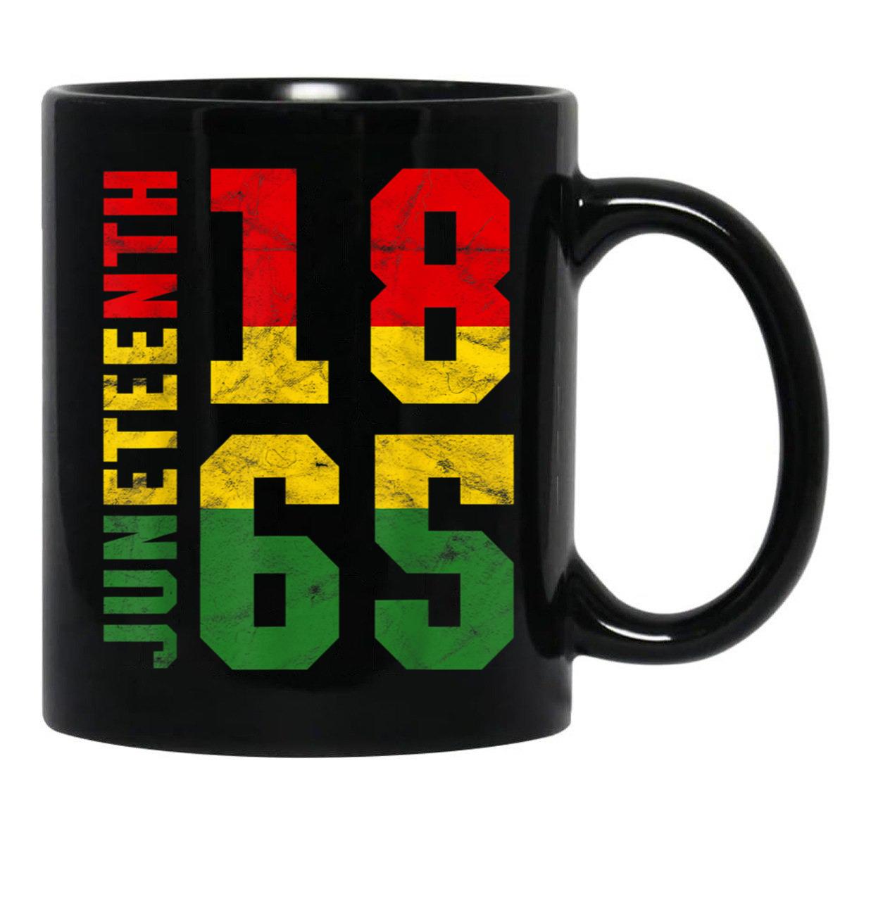 Juneteenth 1865 Vintage Emancipation Melanin Black Pride Black Coffee Mug - Black