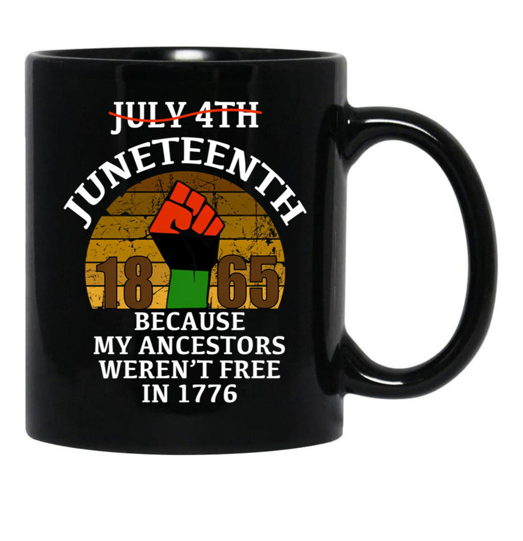 Juneteenth Ancestors Black African American Flag Pride (1) Black Coffee Mug - Black
