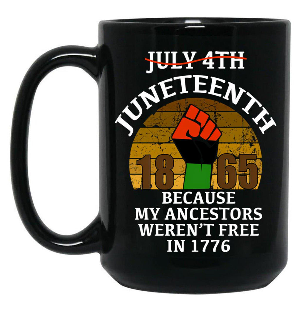 Juneteenth Ancestors Black African American Flag Pride (1) Black Coffee Mug