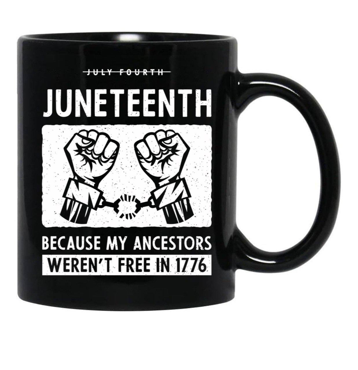 Juneteenth Ancestors Black African American Flag Pride Black Coffee Mug - Black