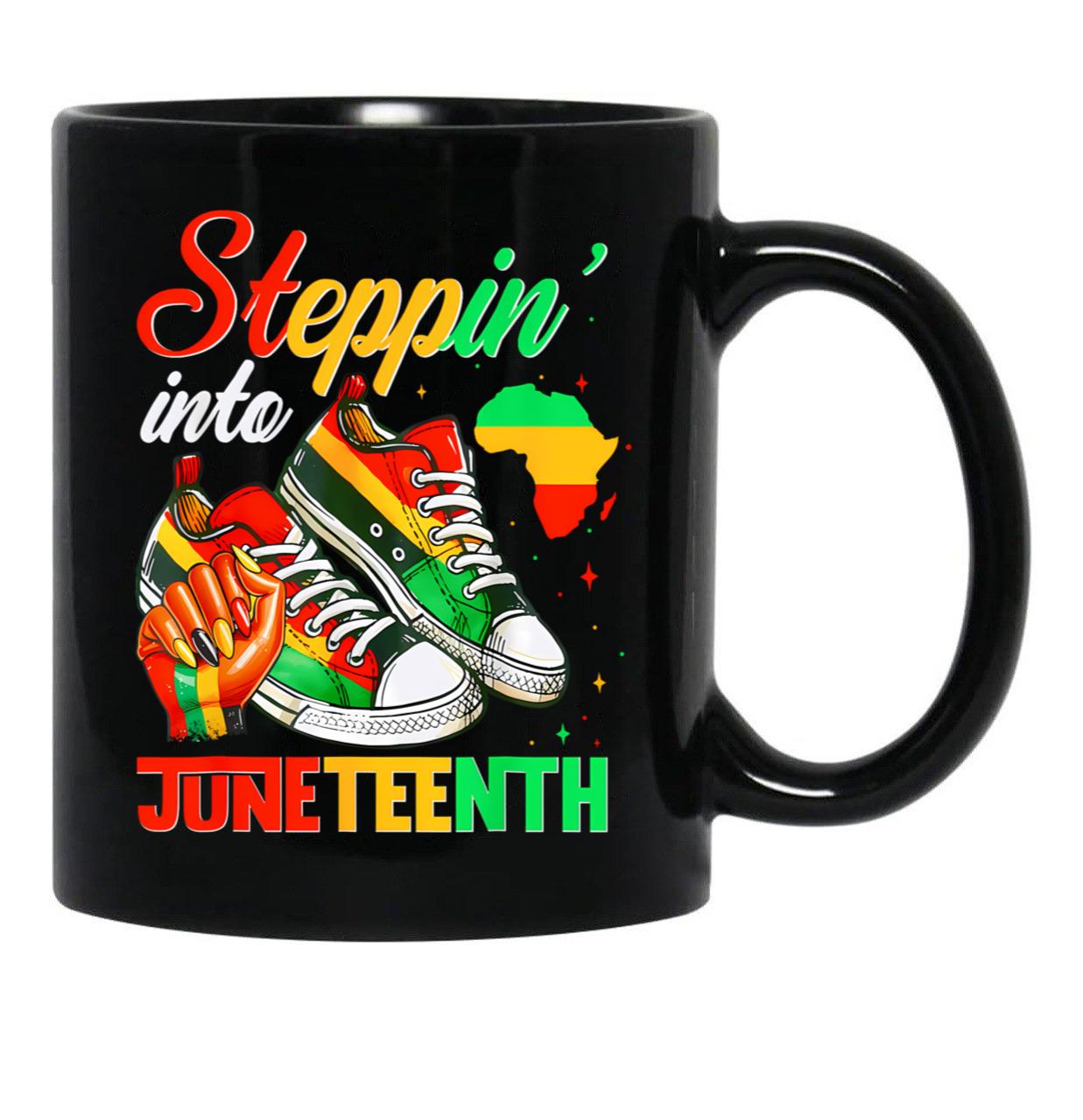 Juneteenth Black Girls Sneakers Black History Month Black Coffee Mug - Black