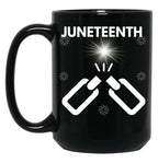 Juneteenth Broken Chains Towards Freedom Black Coffee Mug